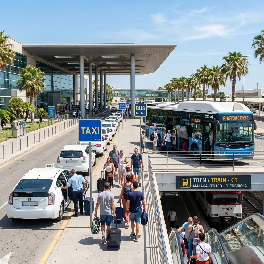 Malaga Airport transport options — rental cars, taxi, shuttle, train and private transfer compared