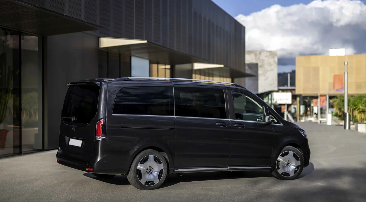 Malaga airport group transfer Mercedes V-Class minivan exterior