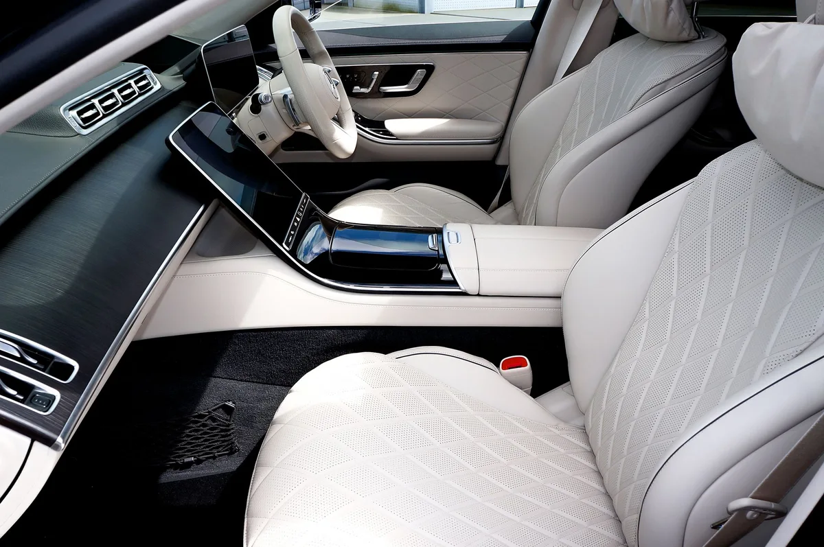 Malaga transfer Mercedes S450 rear passenger seats view luxury interior