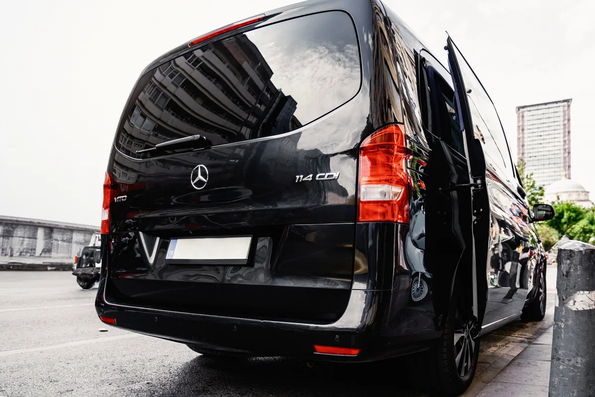 Malaga VIP group transfer Mercedes V-Class black luxury minivan